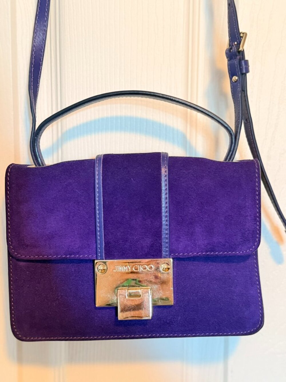 Jimmy Choo Rebel Shoulder Bag – Deep Purple Suede
